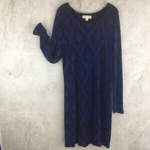 Michael Kors Long Sleeve Knit Black and Blue Dress Size  XL